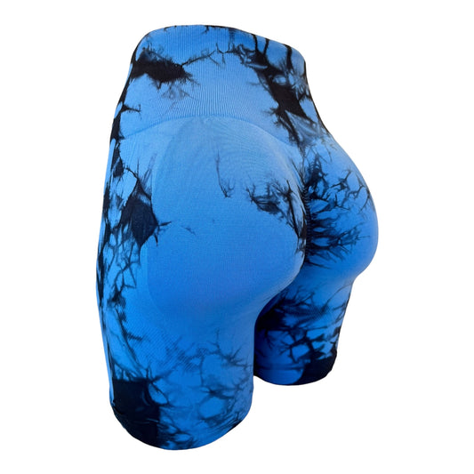 seamless royal blue color scrunch booty active shorts