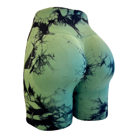green seamless scrunch booty active shorts