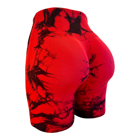 seamless red color scrunch booty active shorts