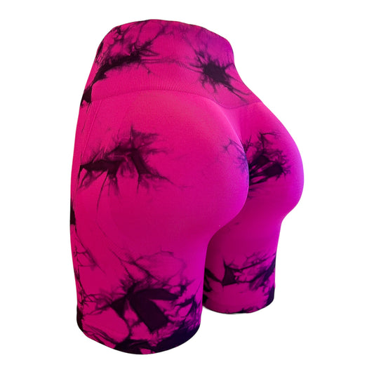 seamless hot pink color scrunch booty active shorts